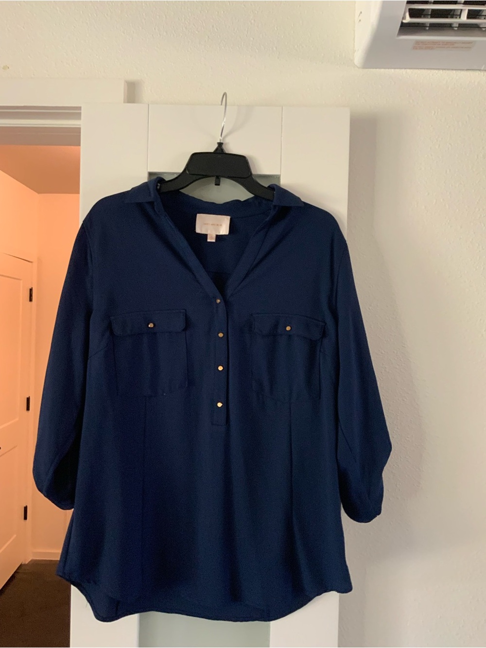 Skies Are Blue Navy Long-Sleeve Shirt Dress